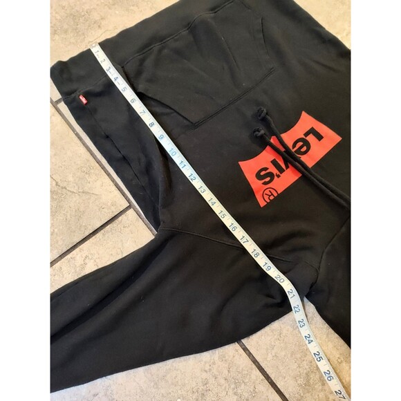 Levi’s Black Hoodie Sweatshirt Women's Medium Red Batwing Logo Graphic Printed - Picture 3 of 11